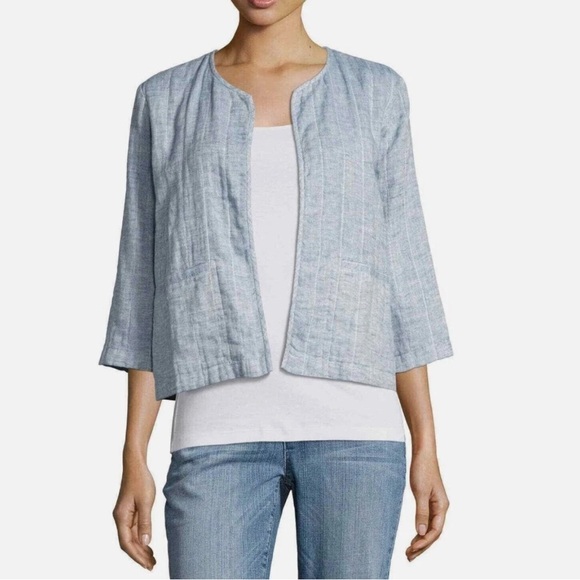 Eileen Fisher Jackets & Blazers - Eileen Fisher Textured Linen Blend Open Jacket M